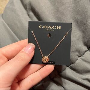 Coach Rose Gold Circle Pendant Necklace
